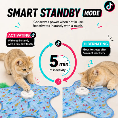 Interactive Automatic Cat Toy with Moving Feather – Rechargeable Hide and Seek Game for Indoor Entertainment for All Breeds