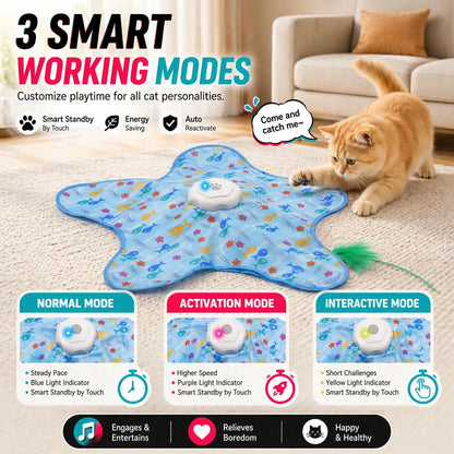 Interactive Automatic Cat Toy with Moving Feather – Rechargeable Hide and Seek Game for Indoor Entertainment for All Breeds